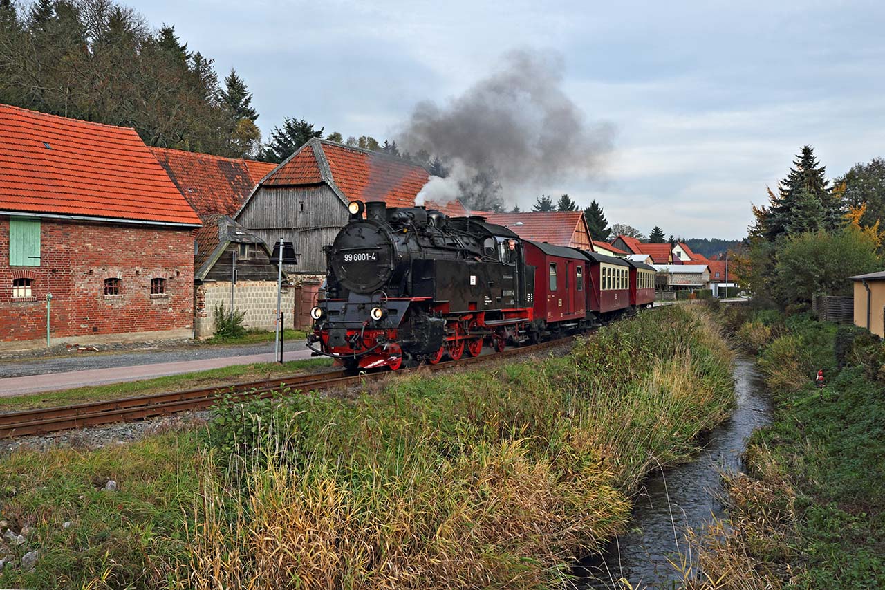 99 6001 mit dem P 8953 am 23. Oktober 2010 in Straßberg