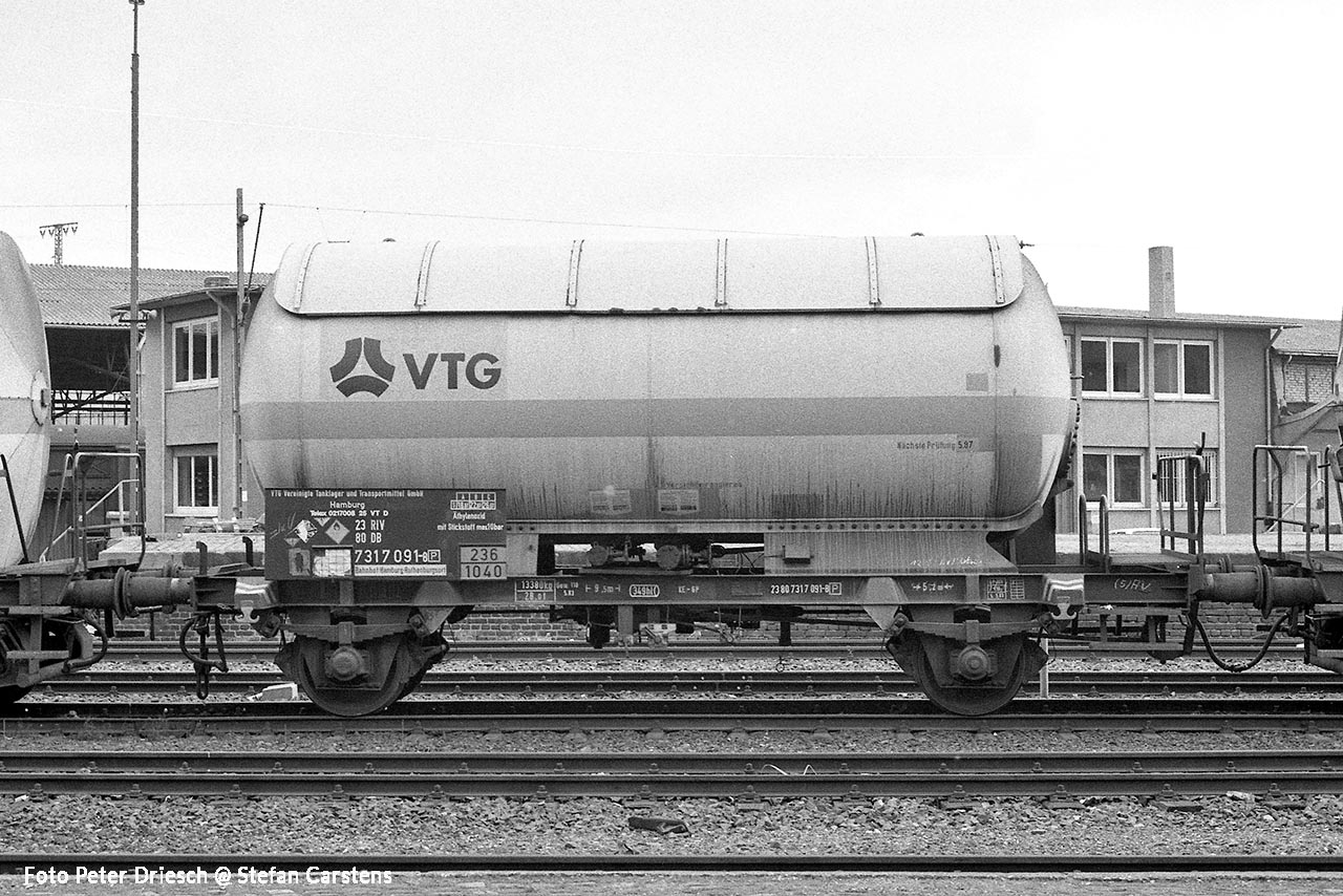 Nur 35 m³ Fassungsvermögen hatte der 1984 fotografierte 731 7 091 [P]. der VTG für Äthylenoxid